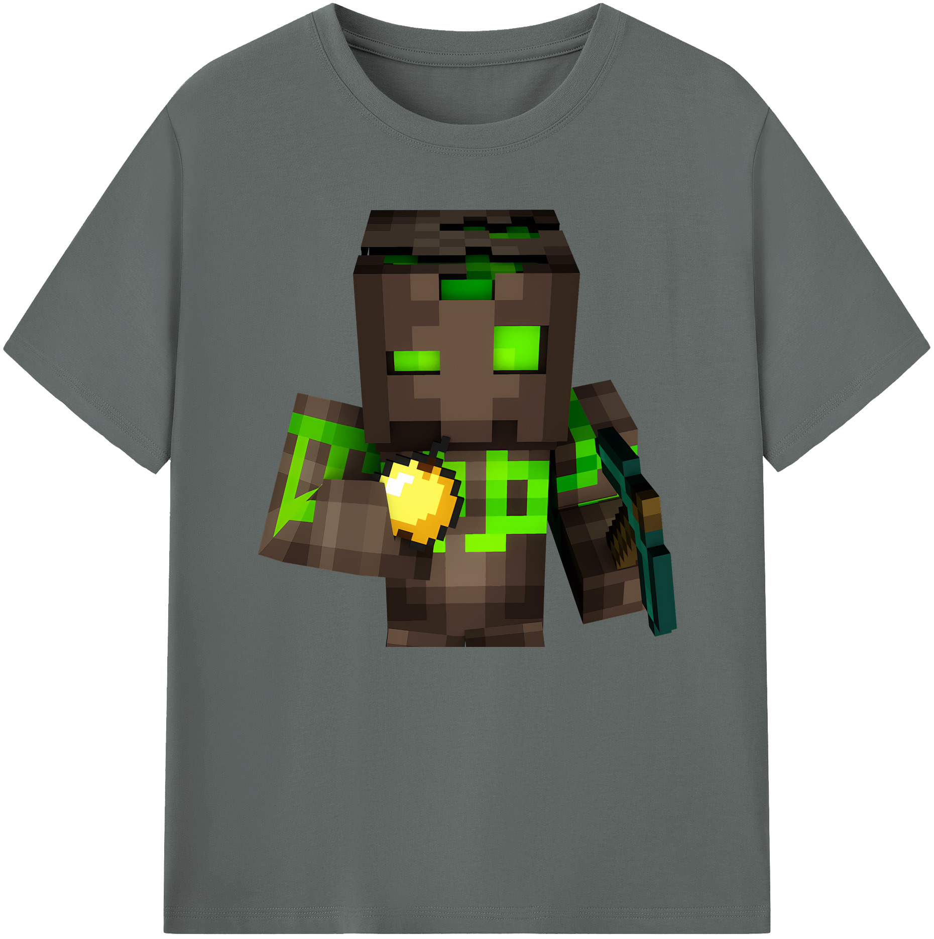 （画像用） マインクラフト ブロックの世界 Minecraft MC Block world 綿100％ メンズ半袖Tシャツ｜肌触りやわらか＆通気性